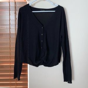 urban outfitters long sleeve sweater top with tie at the bottom